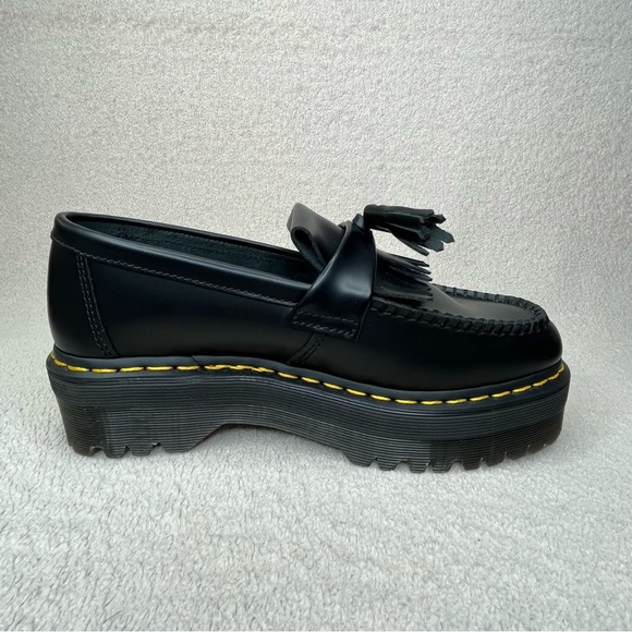 Dr. Martens Black Leather Tassel Loafers with Yellow Stitching - Picture 12 of 13